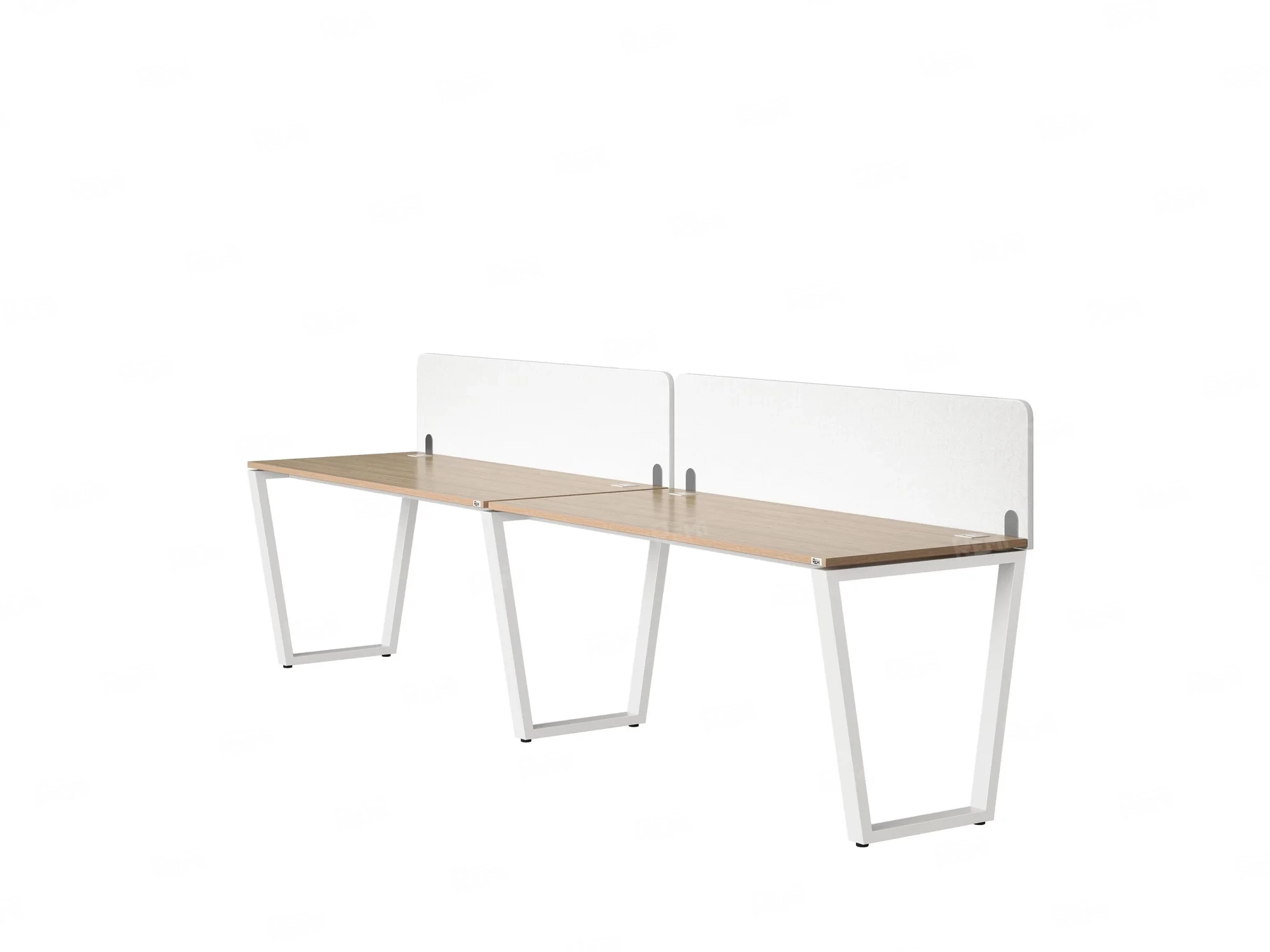 Бенч-система в 1 ряд, 2 рабочих места 2 тканевых экранов 3600x600x750 RM174-3-36x6 Вяз Швейцарский светлый/Белый