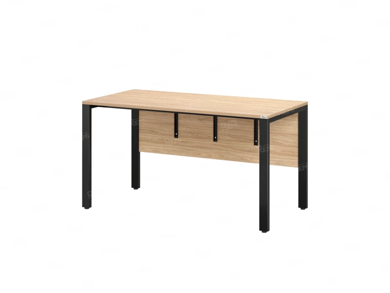 Стол прямой на П-образных опорах, экран ЛДСП 1800x600x750 RM005-18x6 Вяз Швейцарский светлый/Черный
