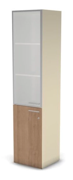Шкаф комби RAC068 с замком, левый, стекло сатин 45,1x44,8x198,2см Акация Шеффилд/Кашемир, Серия Аккорд / Accord