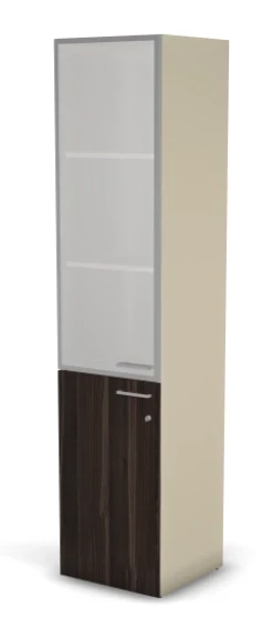 Шкаф комби RAC068 с замком, левый, стекло сатин 45,1x44,8x198,2см Дуб Термо/Серый камень, Серия Аккорд / Accord. Серия Аккорд / Accord. Серия Аккорд / Accord