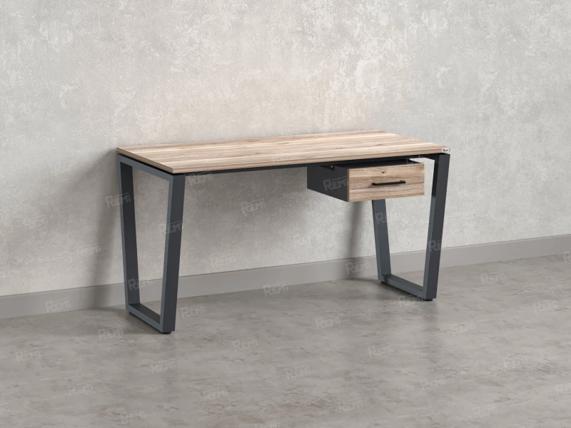 Стол прямой с подвесной тумбой, U-опора 2000x600x750 RM034-20x6 Дуб Маувелла/Серый