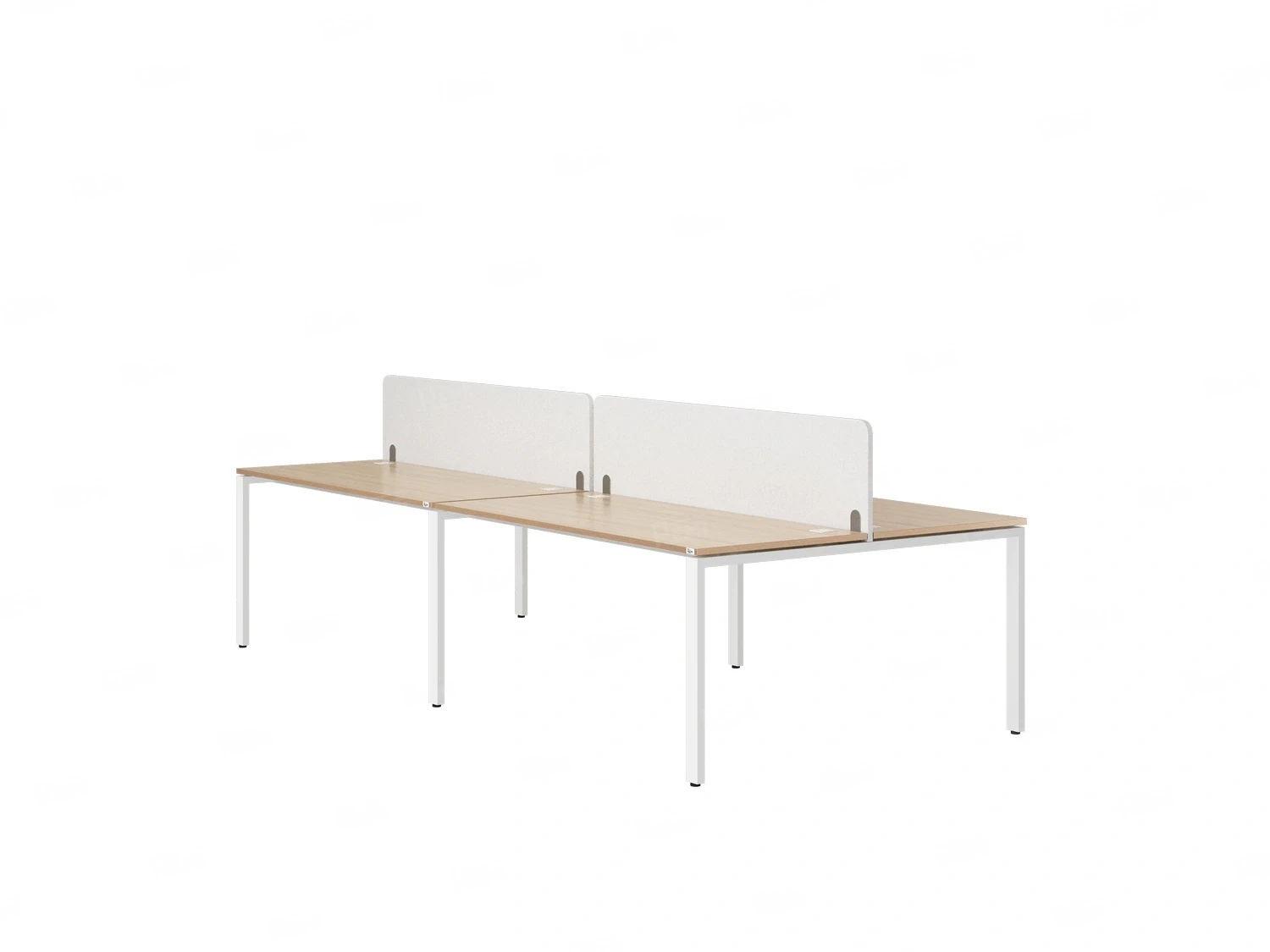 Бенч-система, 4 рабочих места, на П-образных опорах, 2 тканевых экранов 3600x1200x750 RM166-3-18x12 Вяз Швейцарский светлый/Белый