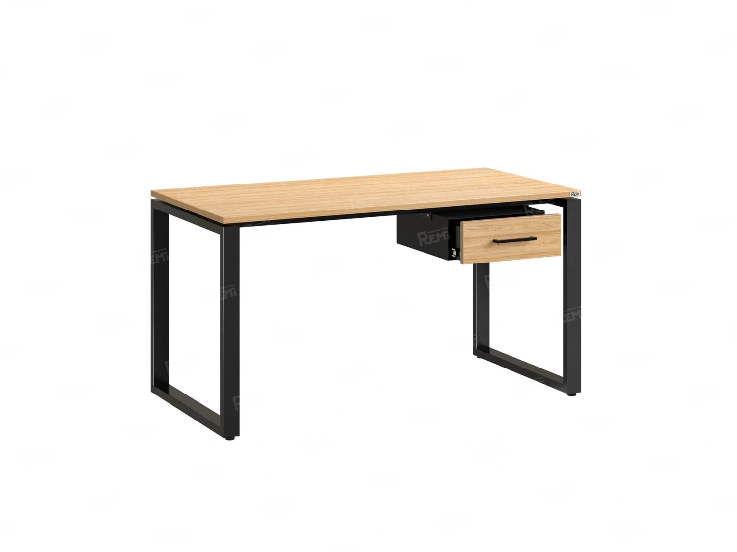 Стол прямой с подвесной тумбой, О-опора 2000x700x750 RM036-20x7 Вяз Швейцарский светлый/Черный
