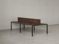 Бенч-система, 4 рабочих места, на П-образных опорах, 2 ЛДСП экранов 3200x1400x750 RM166-4-16x14 Дуб Апрельский шоколад/Черный