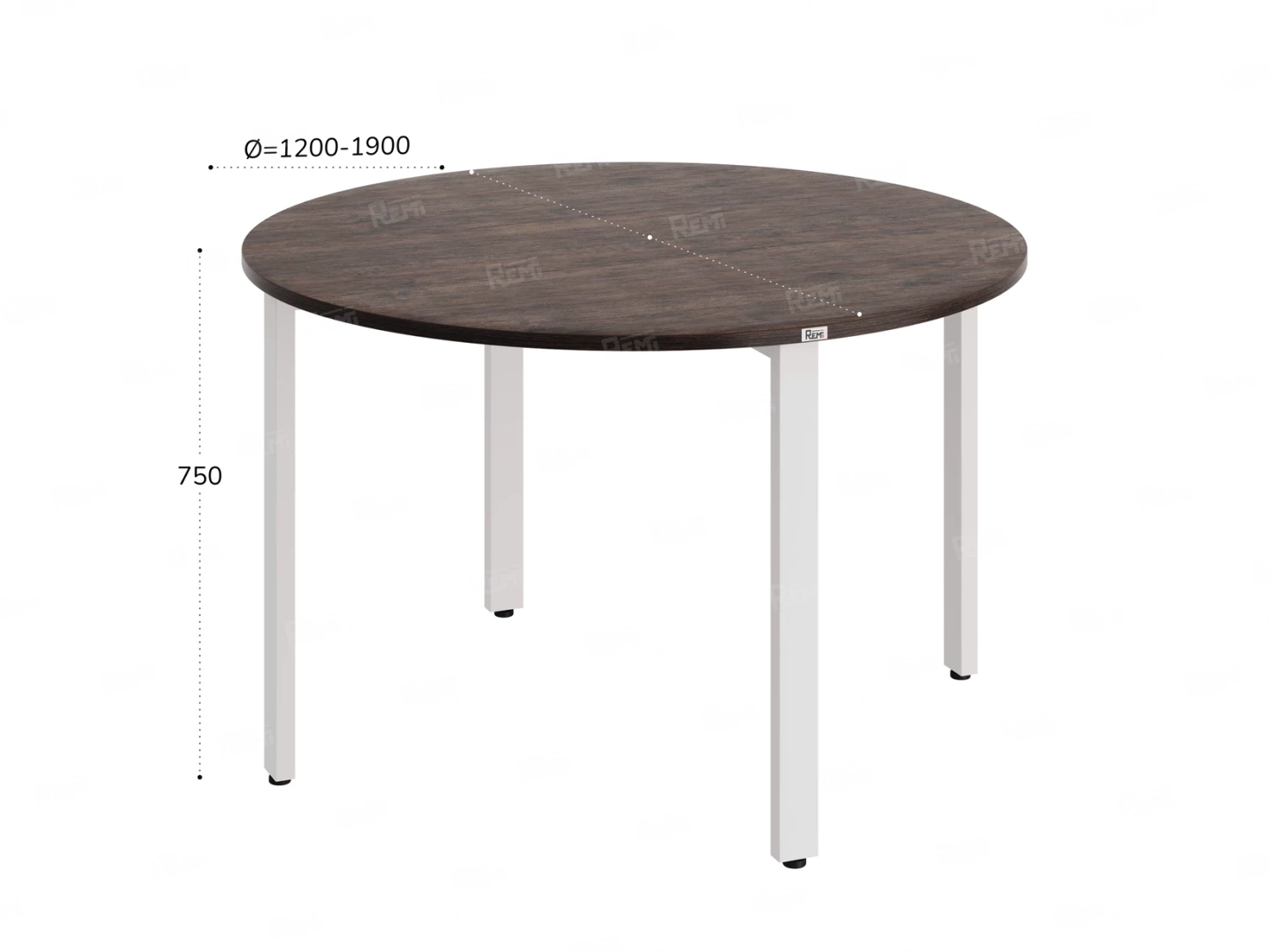 Круглый стол на П-образных опорах 1200x1200x750 RM186-12x12 Дуб Апрельский шоколад/Белый