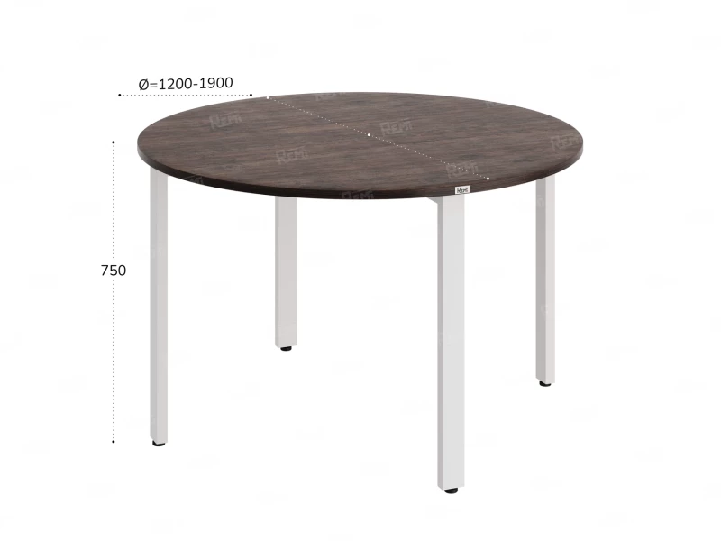 Круглый стол на П-образных опорах 1200x1200x750 RM186-12x12 Дуб Апрельский шоколад/Белый