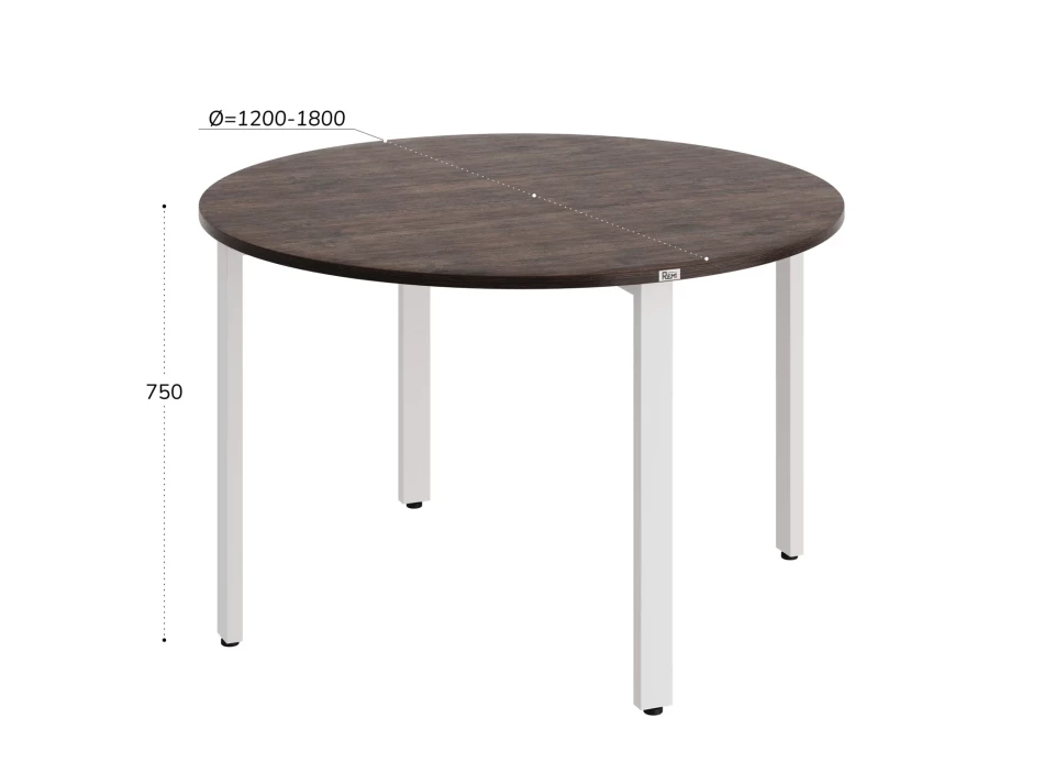 Круглый стол на П-образных опорах 1200x1200x750 RM186-12x12 Дуб Апрельский шоколад/Белый
