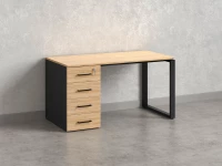 Стол прямой с тумбой на О-образных опоре, левый 1600x700x750 RM104-16x7 Вяз Швейцарский светлый/Черный