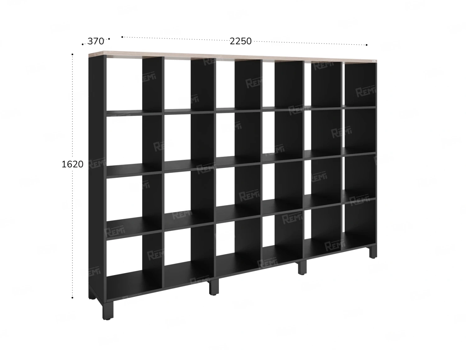 Стеллаж, 24 ячейки 2250х370х1620 RM141-225x37 Дуб Маувелла/Черный