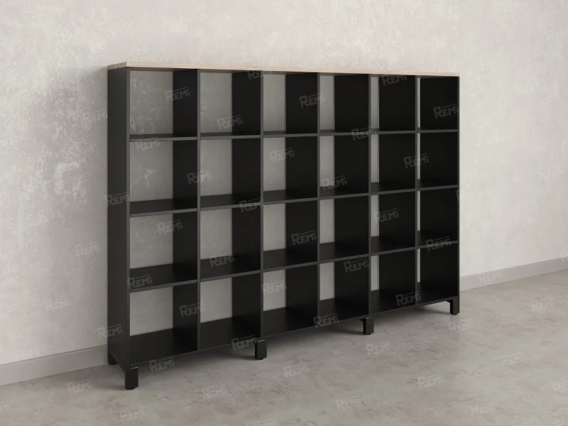 Стеллаж, 24 ячейки 2250х370х1620 RM141-225x37 Дуб Маувелла/Черный