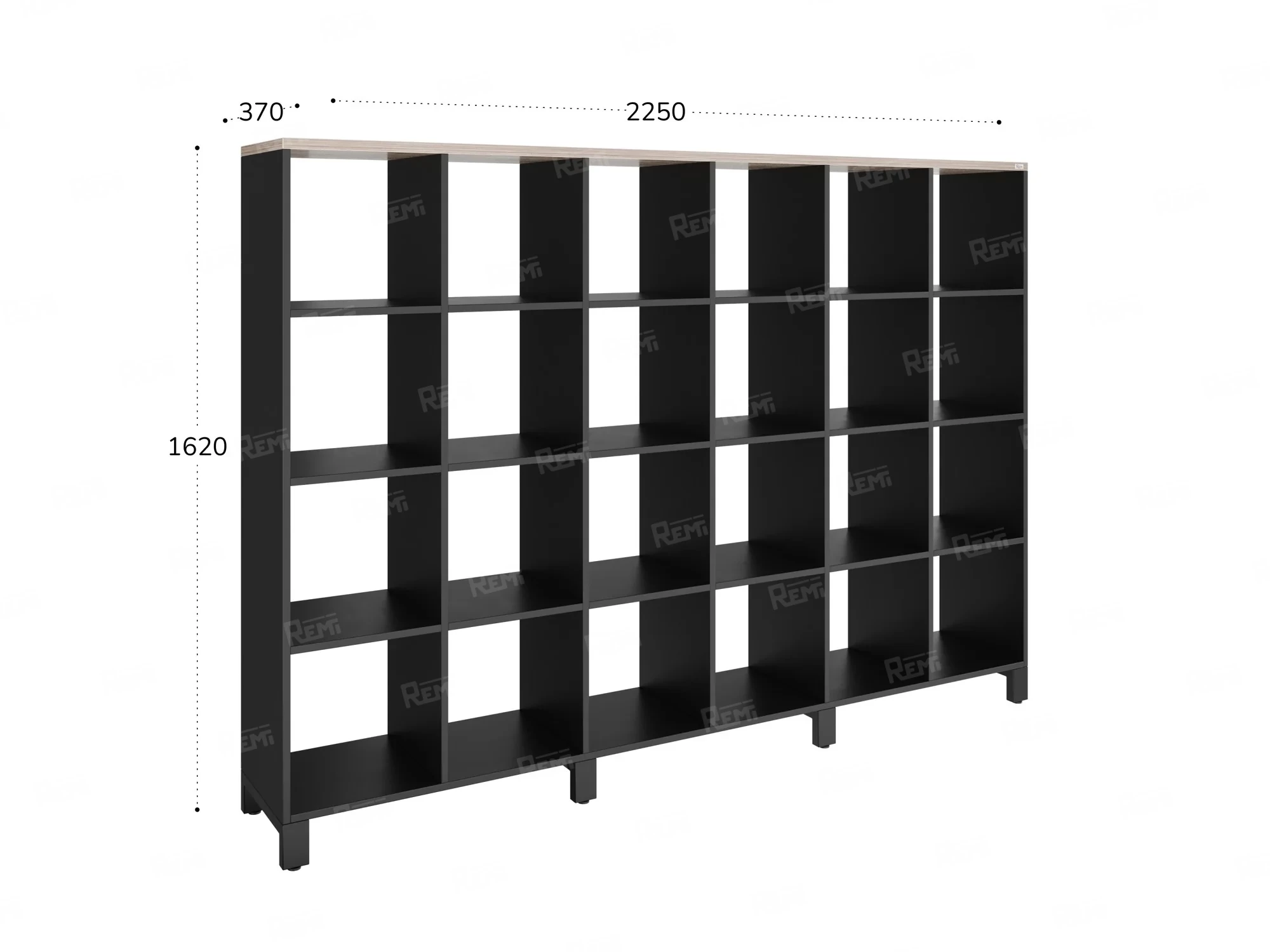 Стеллаж, 24 ячейки 2250х370х1620 RM141-225x37 Дуб Маувелла/Черный
