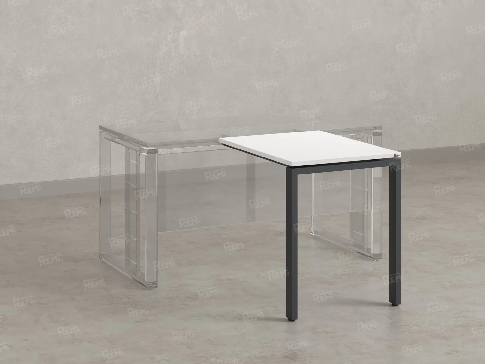 Брифинг прямой, с парящей столешнецей, на П-образном каркасе 900x800x750 RM070-9x8 Белый/Серый