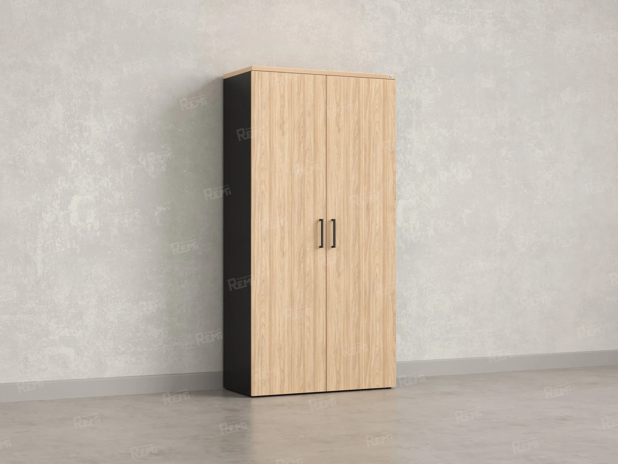 Шкаф распашной, регулируемые опоры, 5 уровней 900x420x1800 RM153-90x41 Вяз Швейцарский светлый/Черный
