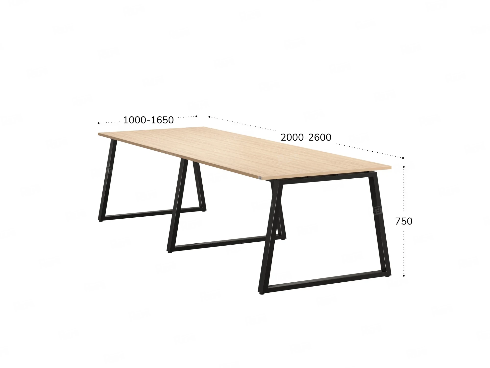 Cтол для переговоров, на A-обазном каркасе 2200x1200x750 RM083-220x120 Вяз Швейцарский светлый/Черный