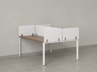 Бенч-система, 2 рабочих места, на П-образных опорах, 5 тканевых экрана 1400x1600x750 RM165-3-14x16 Дуб Юстус/Белый