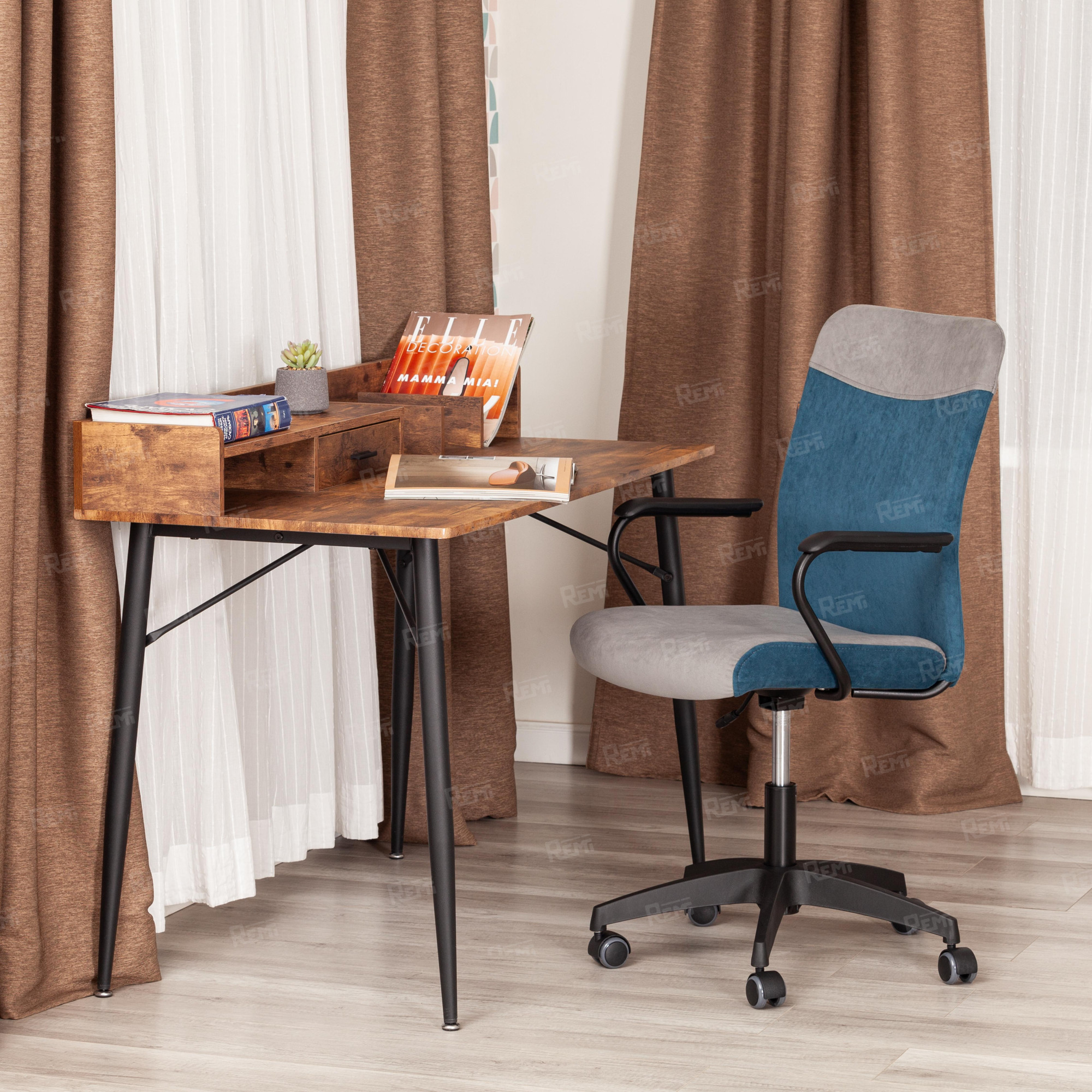 Кресло FLY Серый/Синий, Флок (арт. 21291)