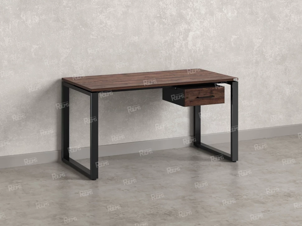 Стол прямой с подвесной тумбой, О-опора 1800x800x750 RM036-18x8 Дуб Апрельский шоколад/Черный