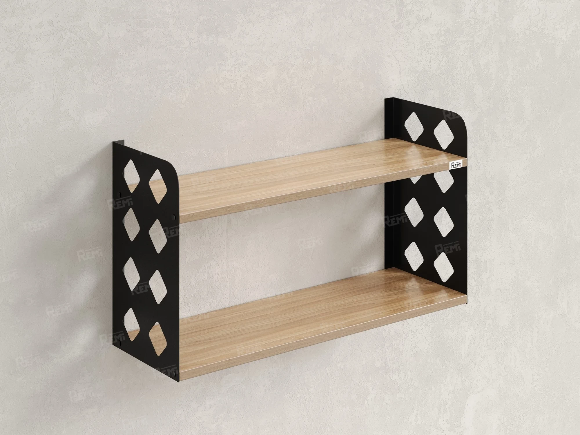 Полка настенная 900x300x500 RM192-90x30 Вяз Швейцарский светлый/Черный