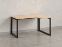 Стол угловой, О-опора, правый 1400x700/900x750, RM054-14x7-9 Вяз Швейцарский светлый/Черный