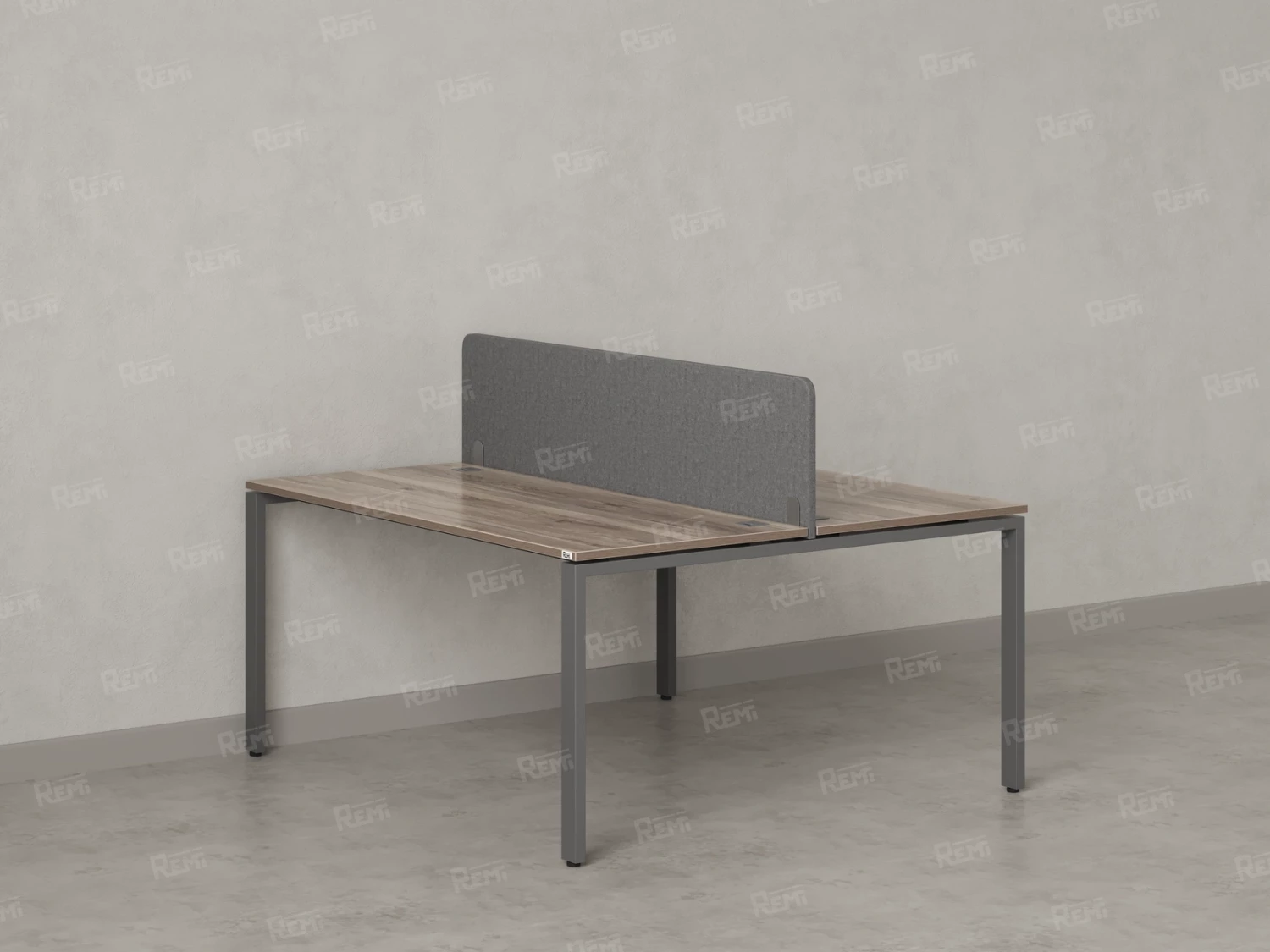Бенч-система, 2 рабочих места, с одним тканевым экраном 1400x1200x750 RM165-1-14x12 Дуб Маувелла/Серый