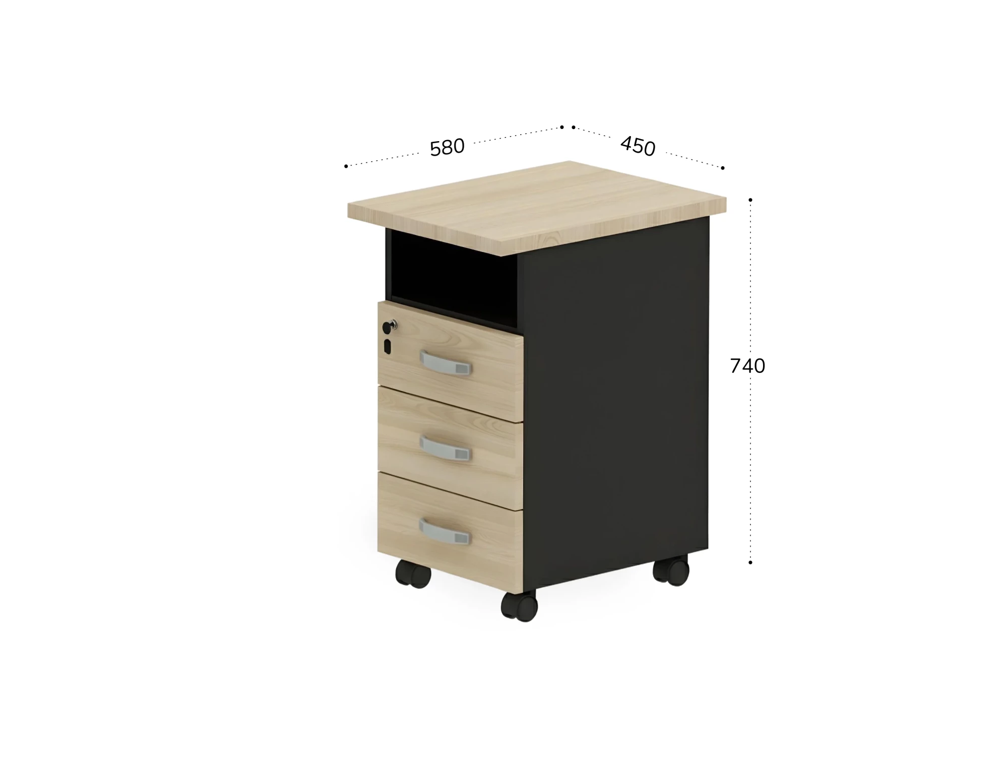 BRL RB091-45х58R Тумба приставная правая 450х580х740 Акация/Черный