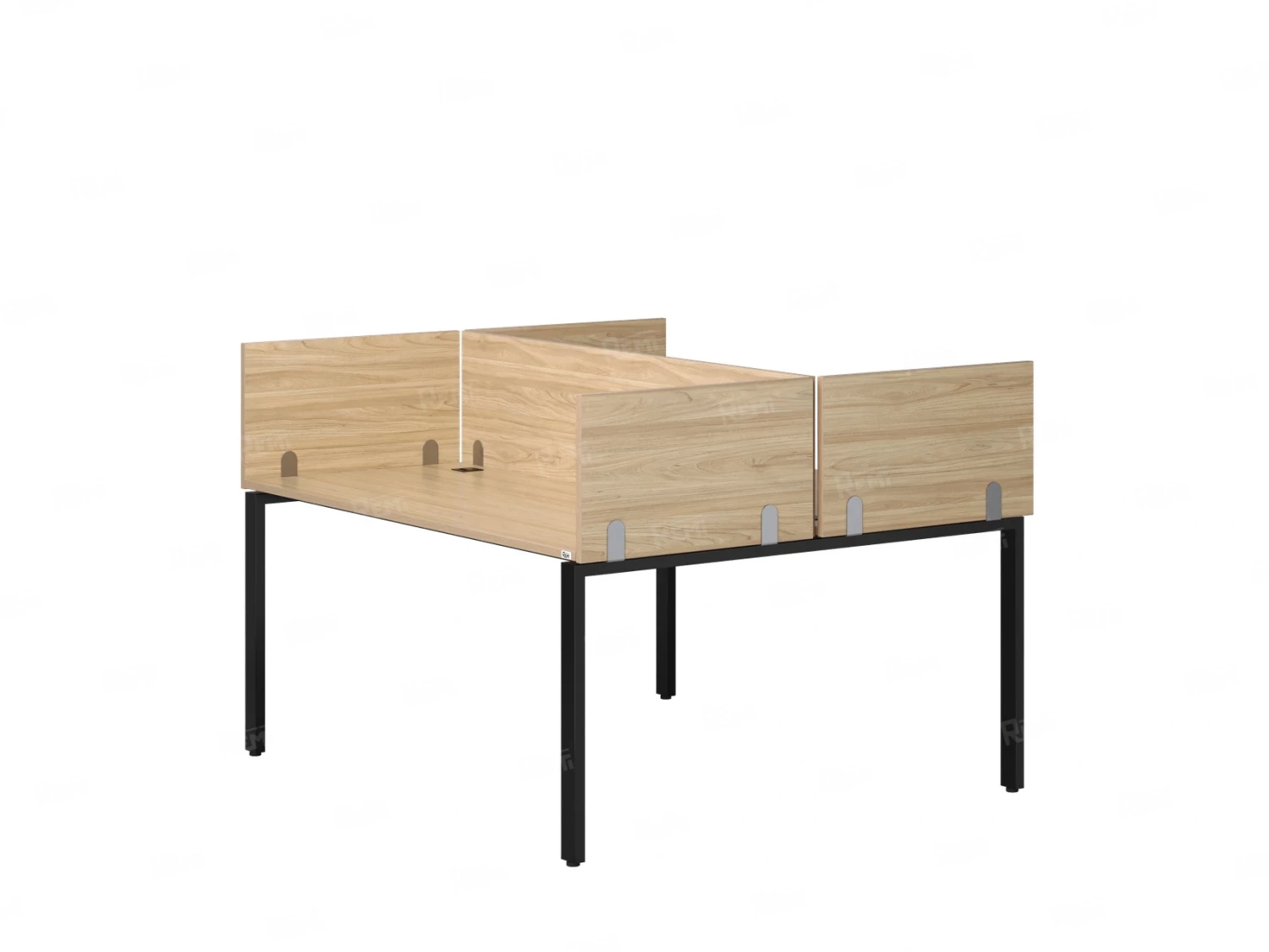 Бенч-система, 2 рабочих места, 5 ЛДСП экранов 1200x1200x750 RM165-4-12x12 Вяз Швейцарский светлый/Черный