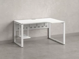 Стол угловой, экран металл, О-опора, правый 1400x600/900x750, RM057-14x6-9 Белый/Белый