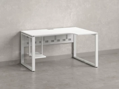 Стол угловой, экран металл, О-опора, правый 1400x600/900x750, RM057-14x6-9 Белый/Белый