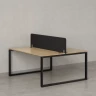 Бенч-система, 2 рабочих места, с одним тканевым экраном 1400x1600x750 RM169-1-14x16 Вяз Швейцарский светлый/Черный