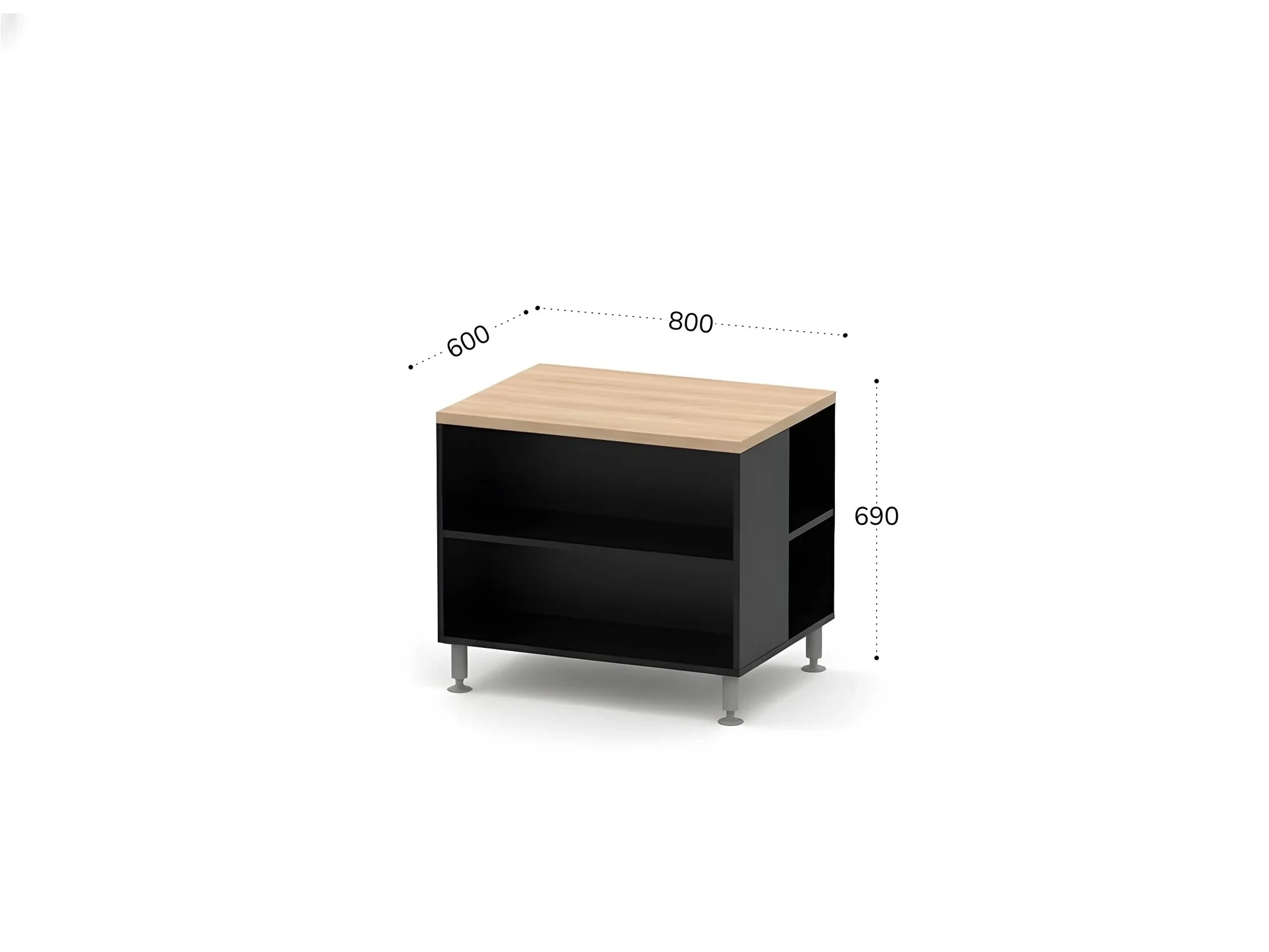 BRL RB014-80х60 Тумба для копира на цокольных опорах 800х600х690 Акация/Черный