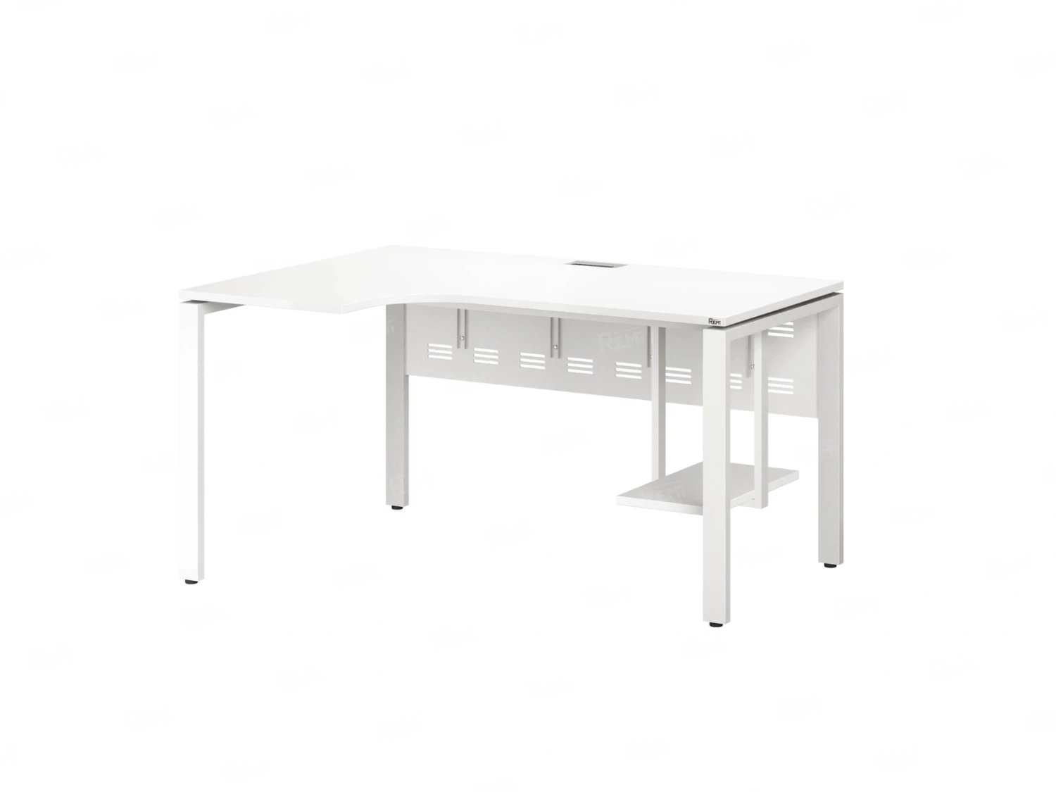 Стол угловой, экран металл, П-опора, левый 1800x600/900x750, RM059-18x6-9 Белый/Белый