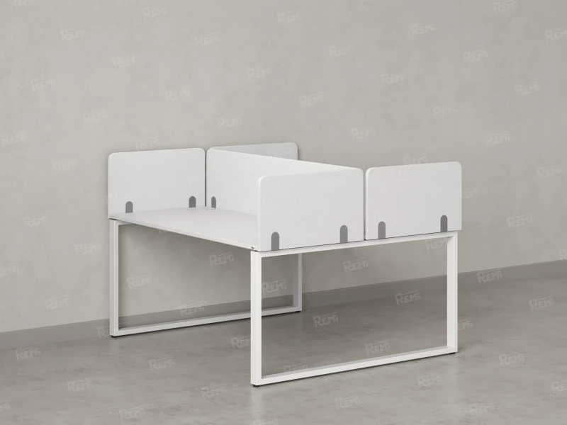 Бенч-система, 2 рабочих места, 5 тканевых экранов 1200x1600x750 RM169-3-12x16 Белый/Белый