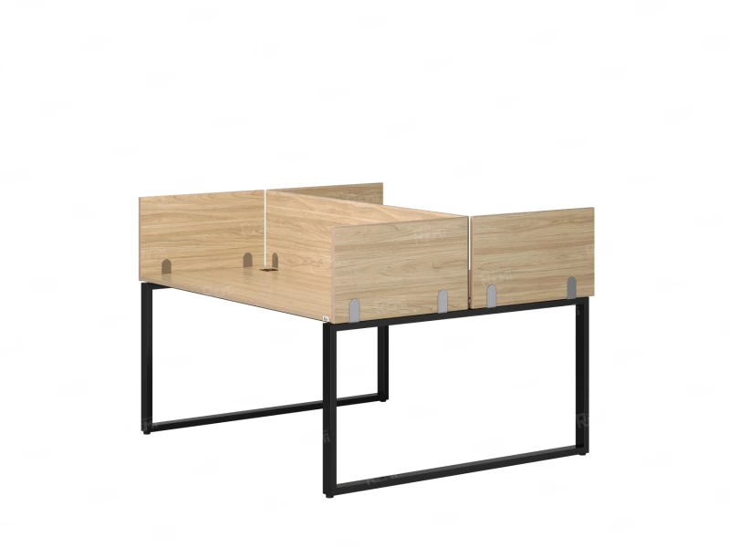 Бенч-система, 2 рабочих места, 5 ЛДСП экранов 1200x1200x750 RM169-4-12x12 Вяз Швейцарский светлый/Черный