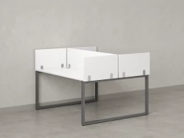 Бенч-система, 2 рабочих места, 5 ЛДСП экранов 1600x1400x750 RM169-4-16x14 Белый/Серый