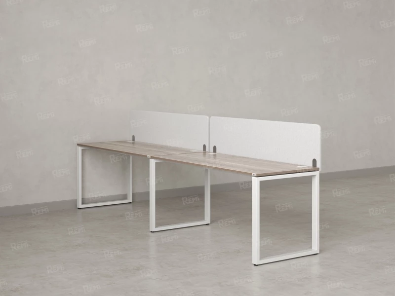 Бенч-система в 1 ряд, 2 рабочих места 2 тканевых экранов 2400x800x750 RM168-3-24x8 Дуб Маувелла/Белый