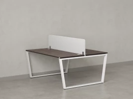 Бенч-система, 2 рабочих места, с одним тканевым экраном 1400x1600x750 RM172-1-14x16 Дуб Апрельский шоколад/Белый