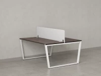 Бенч-система, 2 рабочих места, с одним тканевым экраном 1400x1600x750 RM172-1-14x16 Дуб Апрельский шоколад/Белый