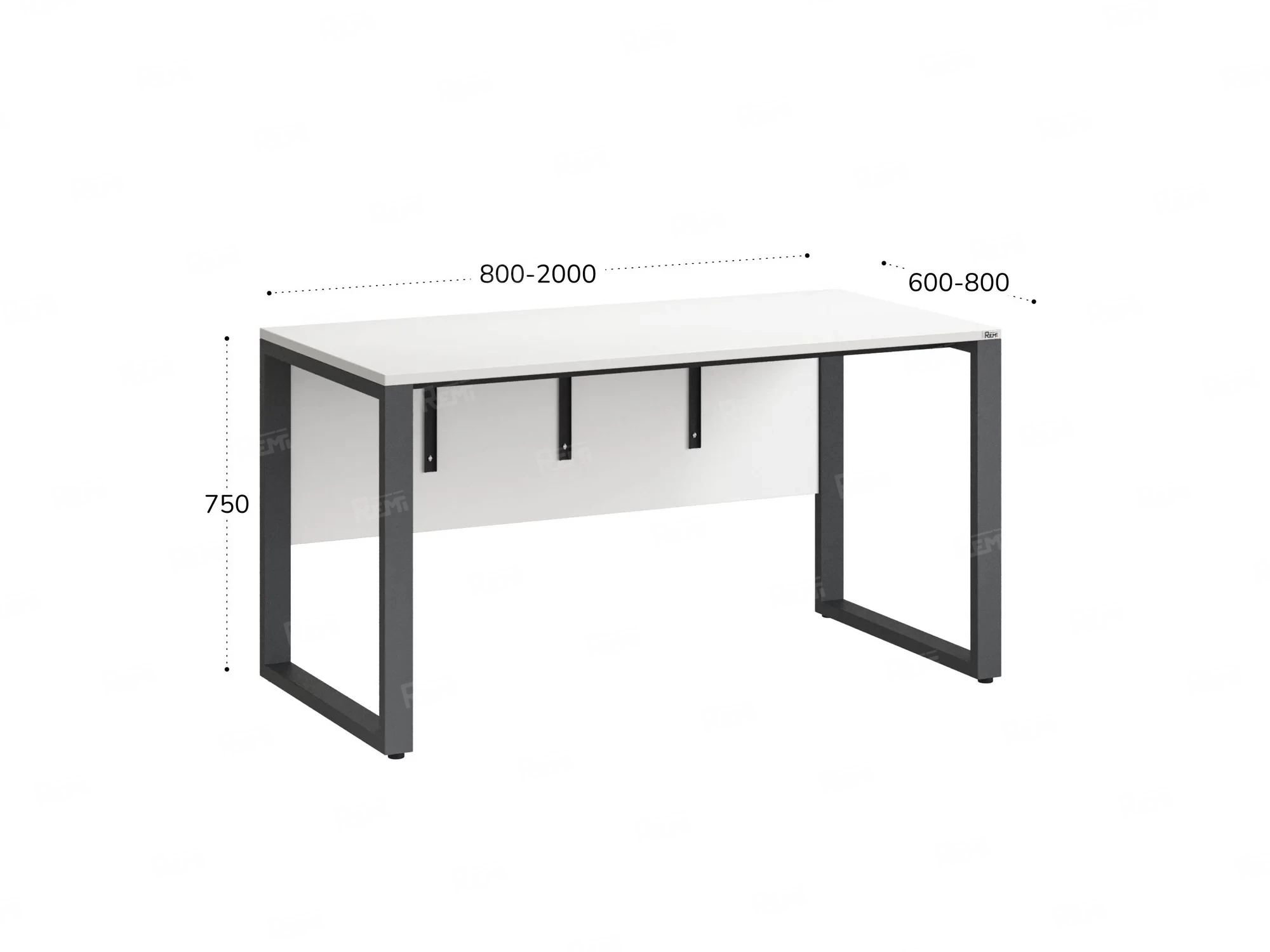 Стол прямой на О-образных опорах, экран ЛДСП 1000x700x750 RM006-10x7 Белый/Серый