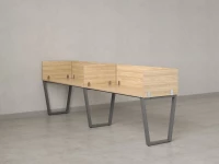 Бенч-система в 1 ряд, 2 рабочих места 5 ЛДСП экранов 2700x700x750 RM174-2-27x7 Вяз Швейцарский светлый/Серый