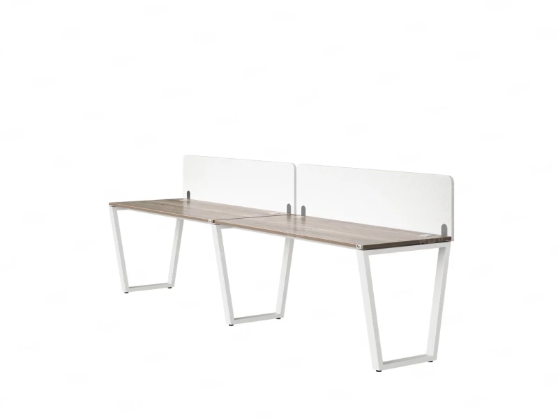 Бенч-система в 1 ряд, 2 рабочих места 2 тканевых экранов 2400x800x750 RM174-3-24x8 Дуб Маувелла/Белый