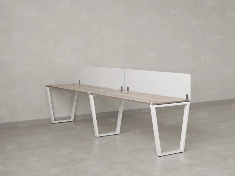 Бенч-система в 1 ряд, 2 рабочих места 2 тканевых экранов 2400x800x750 RM174-3-24x8 Дуб Маувелла/Белый