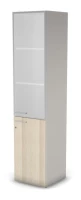 Шкаф комби RAC069 с замком, правый, стекло сатин 45,1x44,8x198,2см Сосна Аланд/Серый камень, Серия Аккорд / Accord