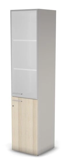 Шкаф комби RAC069 с замком, правый, стекло сатин 45,1x44,8x198,2см Сосна Аланд/Серый камень, Серия Аккорд / Accord. Серия Аккорд / Accord. Серия Аккорд / Accord