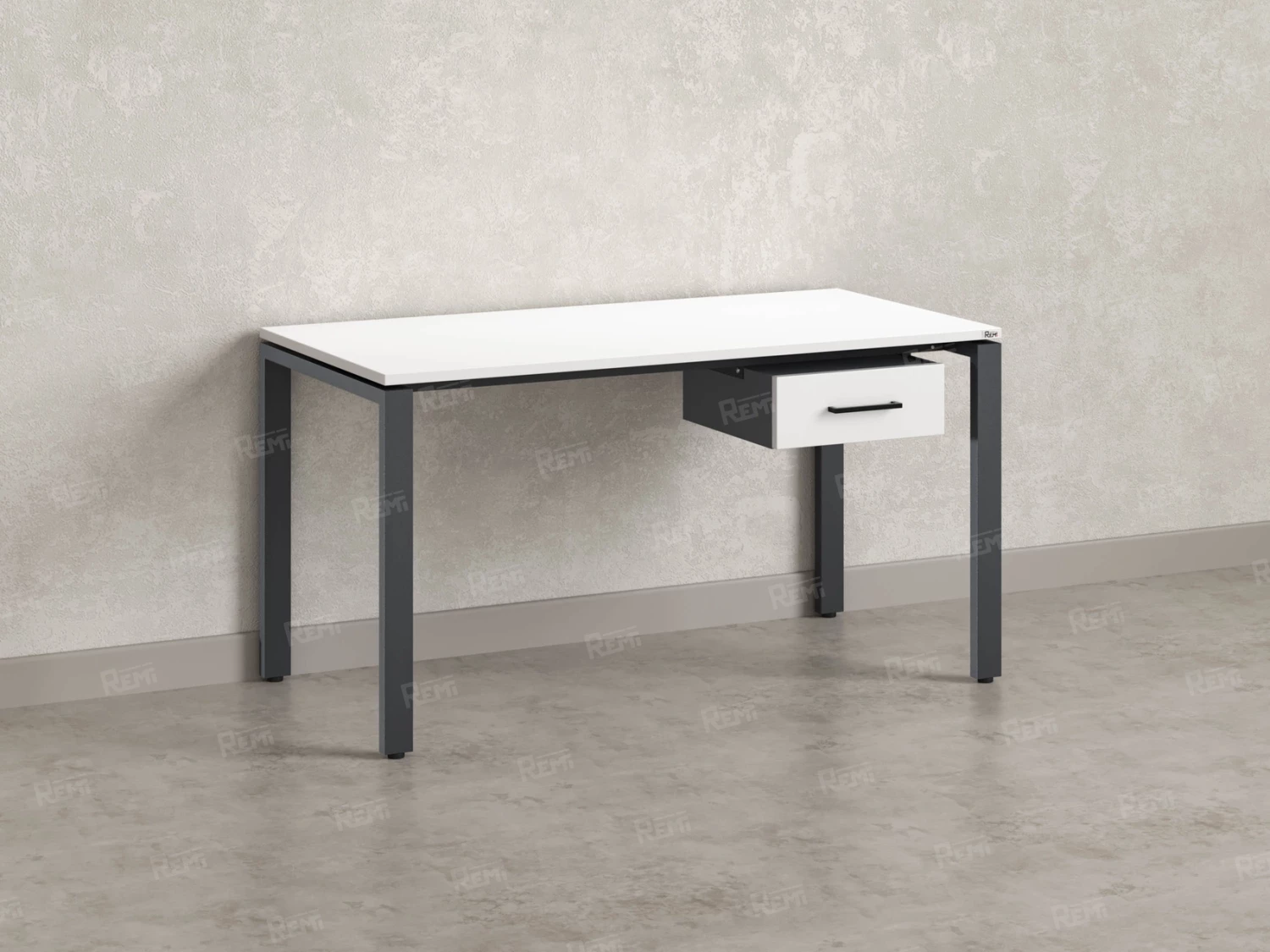 Стол прямой с подвесной тумбой, П-опора 2000x800x750 RM038-20x8 Белый/Серый