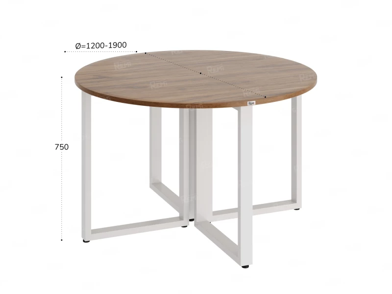 Круглый стол на О-образных опорах 1300x1300x750 RM187-13x13 Дуб Юстус/Белый