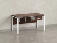 Стол прямой, подвесная тумба, ЛДСП экран, П-опора 1600x600x750 RM030-16x6 Дуб Апрельский шоколад/Белый