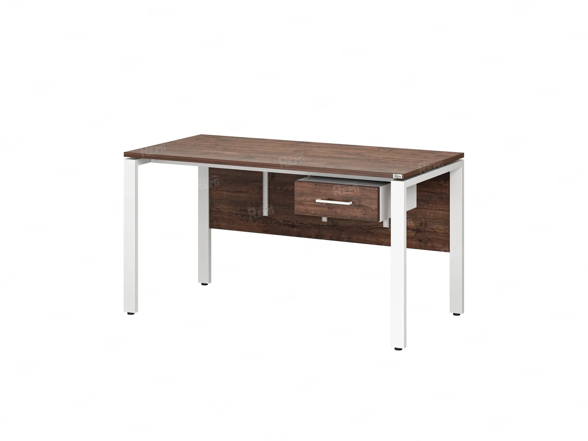 Стол прямой, подвесная тумба, ЛДСП экран, П-опора 1600x600x750 RM030-16x6 Дуб Апрельский шоколад/Белый