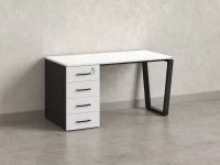 Стол прямой, с тумбой на U-образных опоре, левый 1800x700x750 RM100-18x7 Белый/Черный