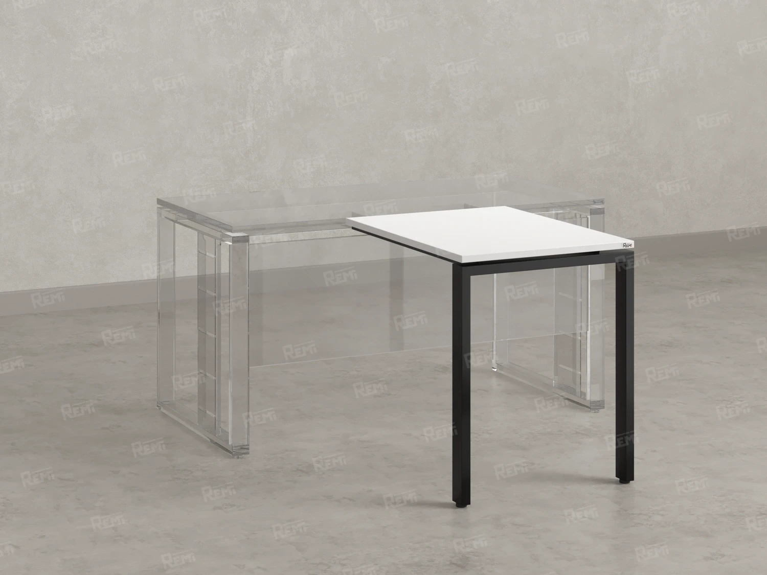 Брифинг прямой, с парящей столешнецей, на П-образном каркасе 1100x600x750 RM070-11x6 Белый/Черный