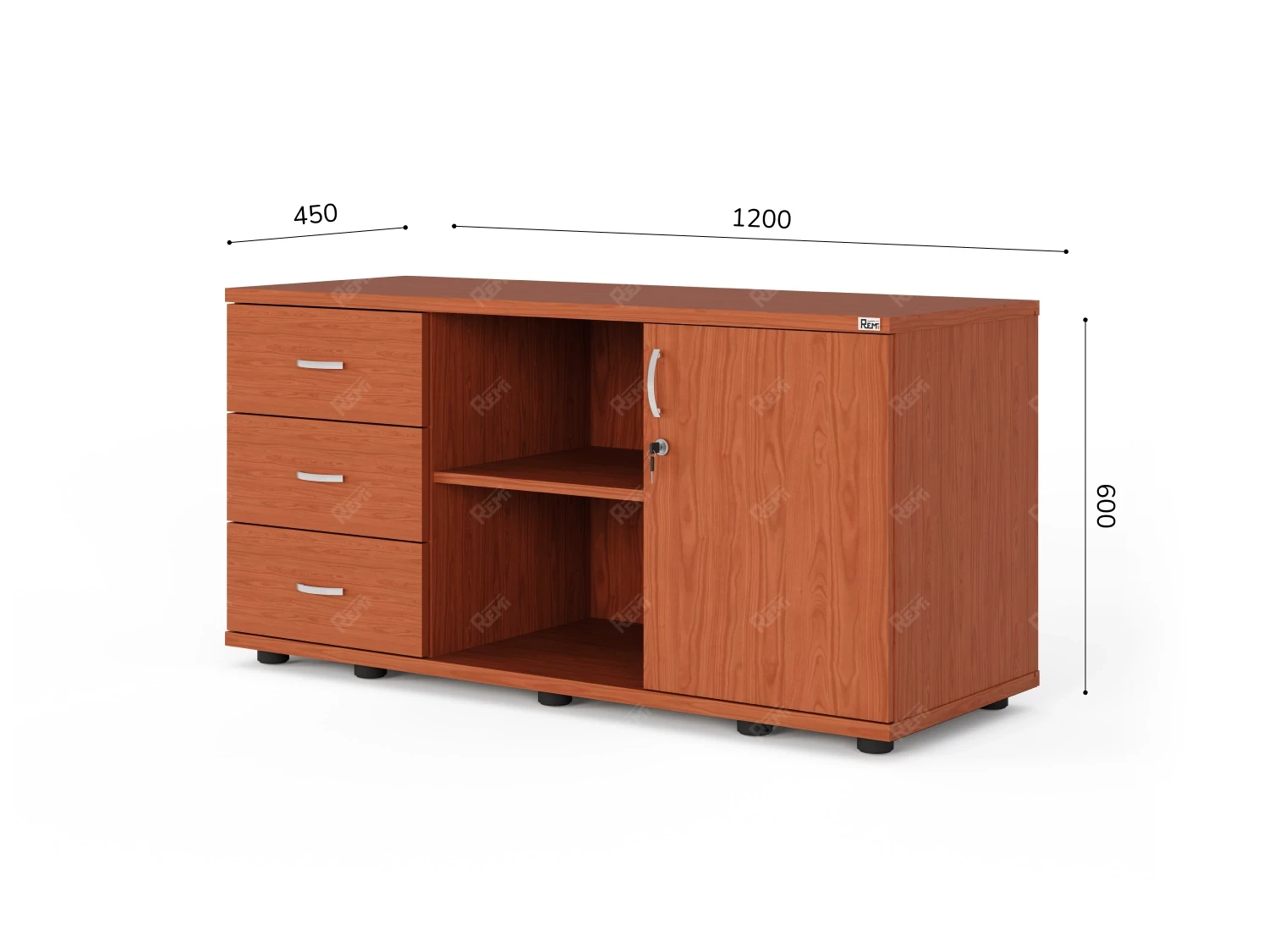 Тумба RLG023 4 ящика 120x45x60 Орех Итальянский, Серия ЛАЙТ | LIGHT